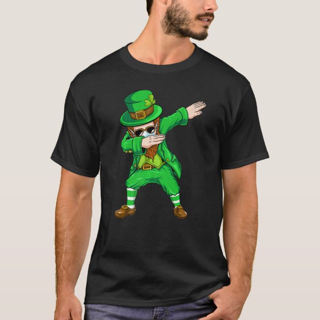 Dabbing leprechaun Face Mask St Patrick's Day Boys T-Shirt (Front)