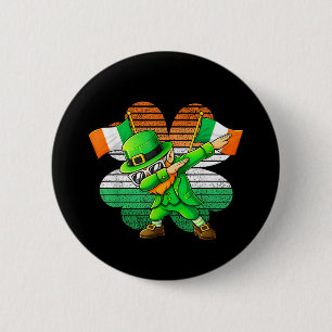 Dabbing Leprechaun for Kids Boys Mens Youth 6 Cm Round Badge