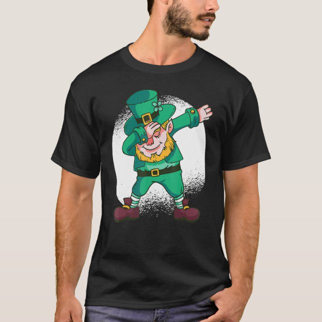 Dabbing Leprechaun Funny Dancing Leprechaun St Pat T-Shirt (Front)