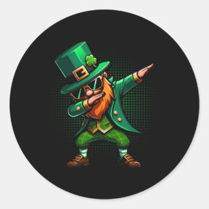 Dabbing Leprechaun Funny Gifts Men Kids Boys St Pa Classic Round Sticker