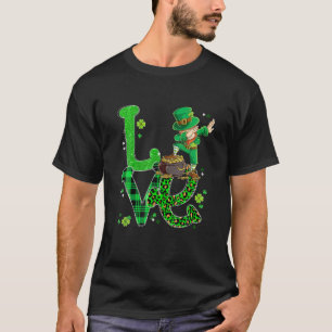 Dabbing Leprechaun LOVE Shamrock Funny St Patrick' T-Shirt