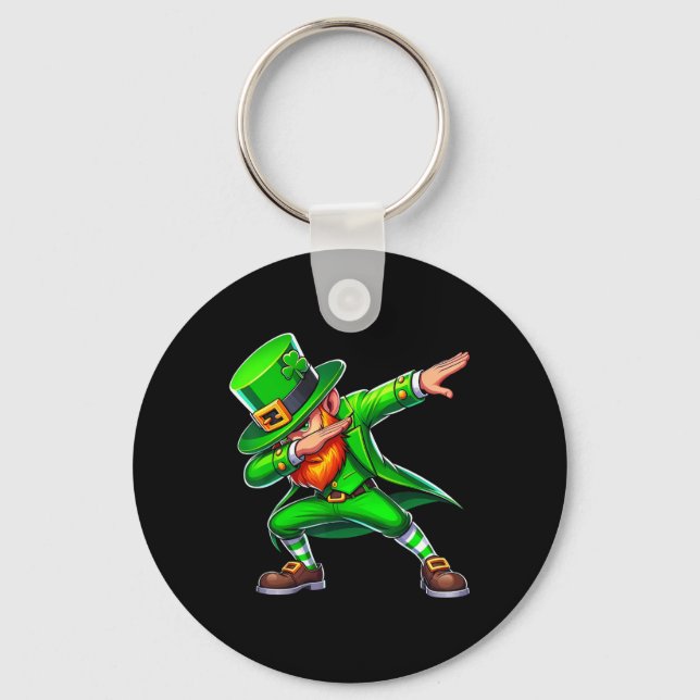 Dabbing Leprechaun St Patricks Day Funny Irish Men Key Ring (Front)