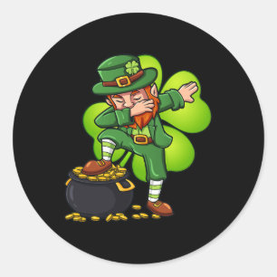 Dabbing Leprechaun With Clover St Patrick's Day Classic Round Sticker