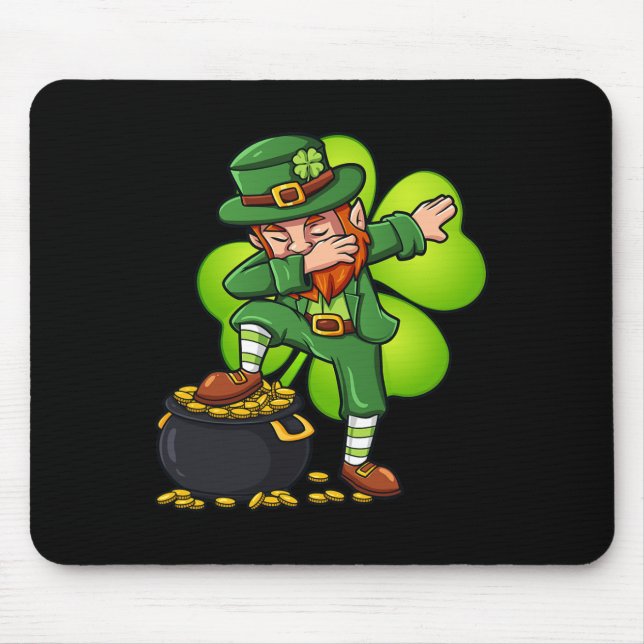 Dabbing Leprechaun With Clover St Patrick's Day  Mouse Pad (Front)