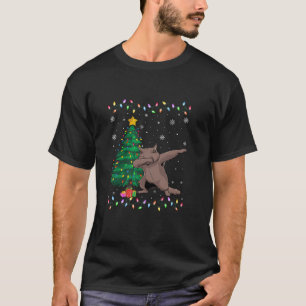 Dabbing Maine Coon Xmas Tree Lights Ugly Christmas T-Shirt
