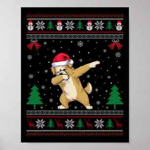 Dabbing Maltipoo Dog Santa Hat Boys Girls Kids Chr Poster