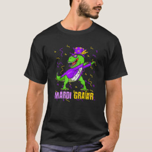 Dabbing Mardi Gras Grawr T Rex Dinosaur Mardi Gras T-Shirt