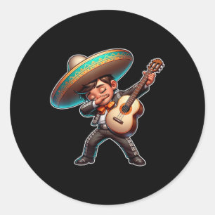 Dabbing Mariachi Cinco De Mayo Kids Boys Mexican M Classic Round Sticker