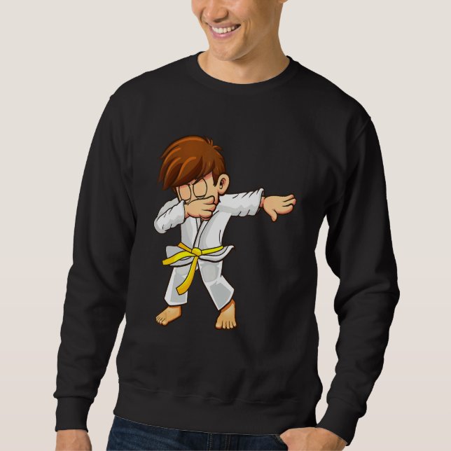 Dabbing martial artists with yellow belt Karate an Sweatshirt (Front)