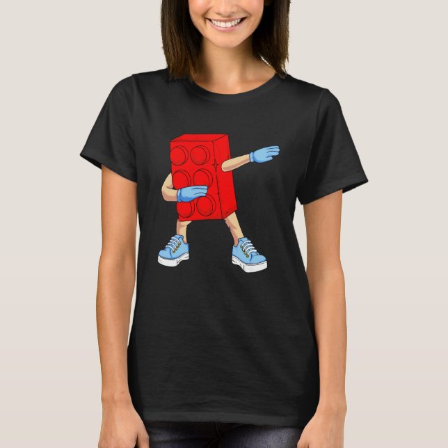Dabbing Master Builder  Building Block Bricks T-Shirt (Front)