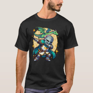 Dabbing Mediaeval Knight Dragon Funny Renaissance T-Shirt