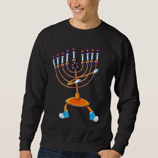 Dabbing Menorah Hanukkah Dancing Chanukah Kids Gir Sweatshirt (Front)