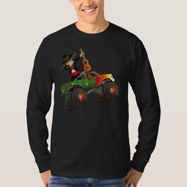 Dabbing Mexican Mariachi Costume Monster Truck Cin T-Shirt (Front)