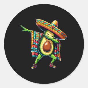 Dabbing Mexican Poncho Avocado Cinco De Mayo Classic Round Sticker