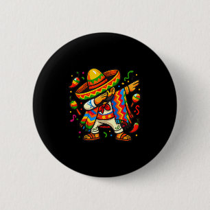 Dabbing Mexican Poncho Cinco De Mayo Boys Men 6 Cm Round Badge