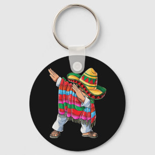 Dabbing Mexican Poncho Cinco De Mayo Boys Men Shor Key Ring
