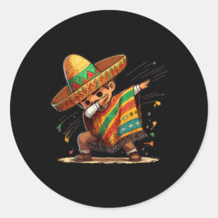 Dabbing Mexican Poncho Cinco De Mayo Boys Men Somb Classic Round Sticker