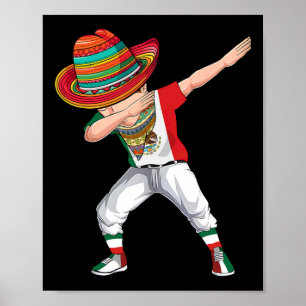 Dabbing Mexican Poncho Cinco De Mayo Boys Men Somb Poster