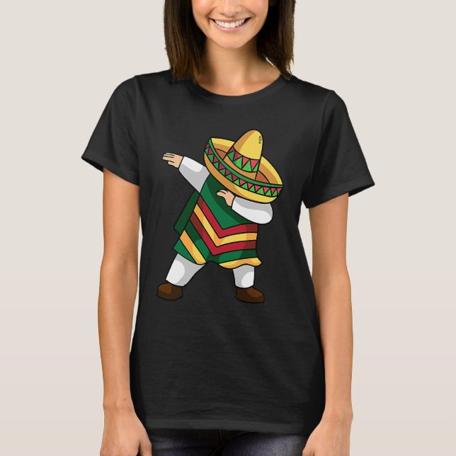 Dabbing Mexican Poncho Cinco De Mayo Costume T-Shirt (Front)