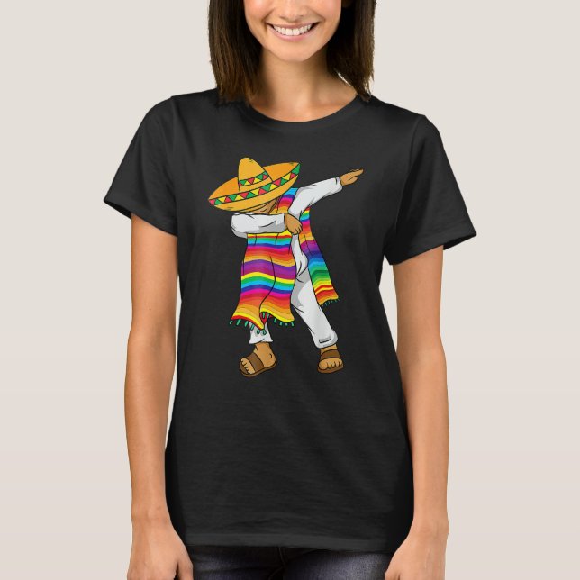 Dabbing Mexican Poncho Cinco De Mayo Costume Tee (Front)