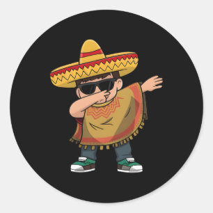 Dabbing Mexican Poncho Cinco De Mayo Dabbing Classic Round Sticker