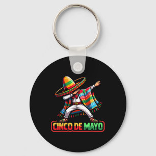 Dabbing Mexican Poncho Cinco De Mayo Fiesta 1 Key Ring