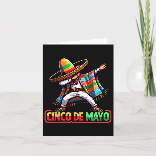 Dabbing Mexican Poncho Cinco De Mayo Fiesta 2  Card (Front)