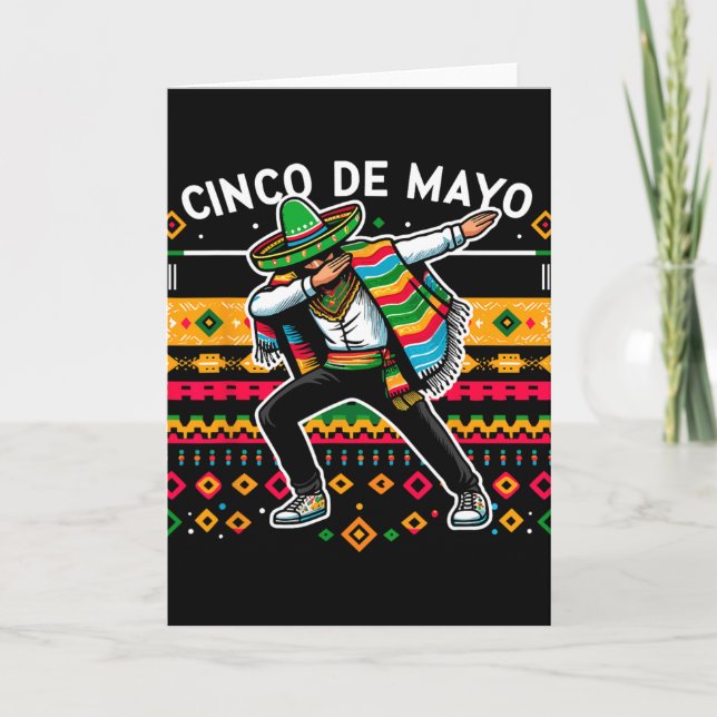 Dabbing Mexican Poncho Cinco De Mayo Fiesta 4  Card (Front)