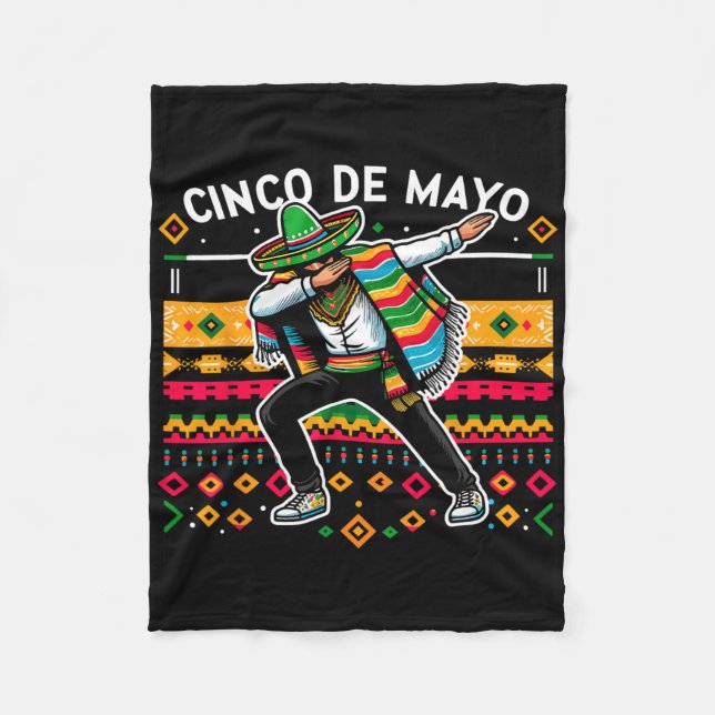 Dabbing Mexican Poncho Cinco De Mayo Fiesta 4  Fleece Blanket (Front)