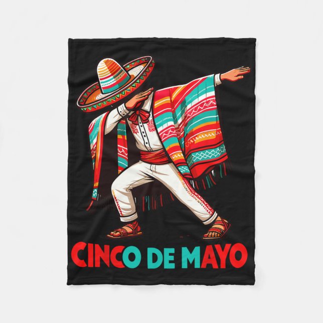 Dabbing Mexican Poncho Cinco De Mayo Fiesta  Fleece Blanket (Front)