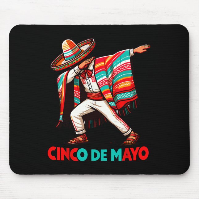Dabbing Mexican Poncho Cinco De Mayo Fiesta  Mouse Pad (Front)