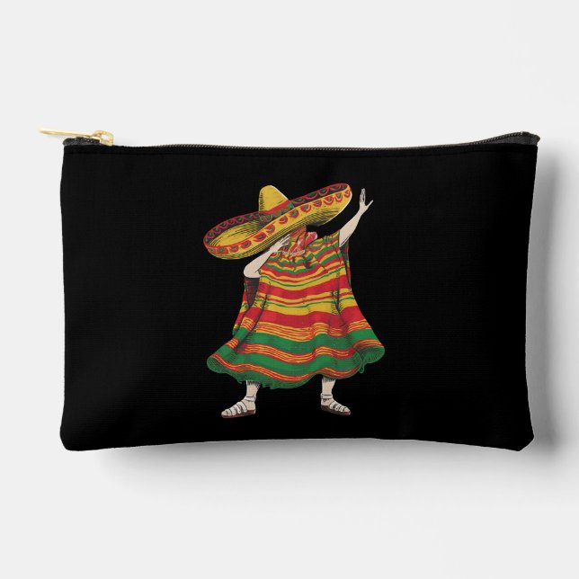 Dabbing Mexican Poncho Cinco De Mayo Fiesta Party Accessory Pouch (Front)