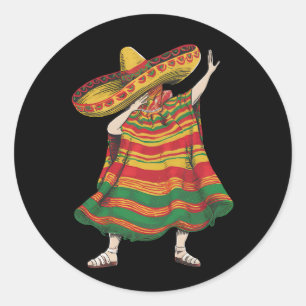Dabbing Mexican Poncho Cinco De Mayo Fiesta Party Classic Round Sticker