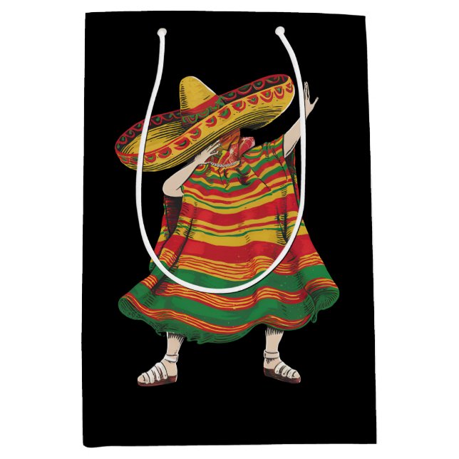 Dabbing Mexican Poncho Cinco De Mayo Fiesta Party Medium Gift Bag (Front)