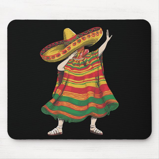 Dabbing Mexican Poncho Cinco De Mayo Fiesta Party Mouse Pad (Front)