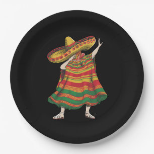 Dabbing Mexican Poncho Cinco De Mayo Fiesta Party Paper Plate
