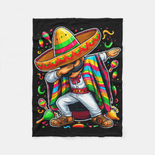 Dabbing Mexican Poncho Cinco De Mayo Fleece Blanket