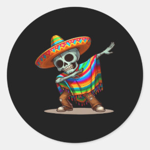 Dabbing Mexican Poncho Cinco De Mayo Men Sombrero  Classic Round Sticker