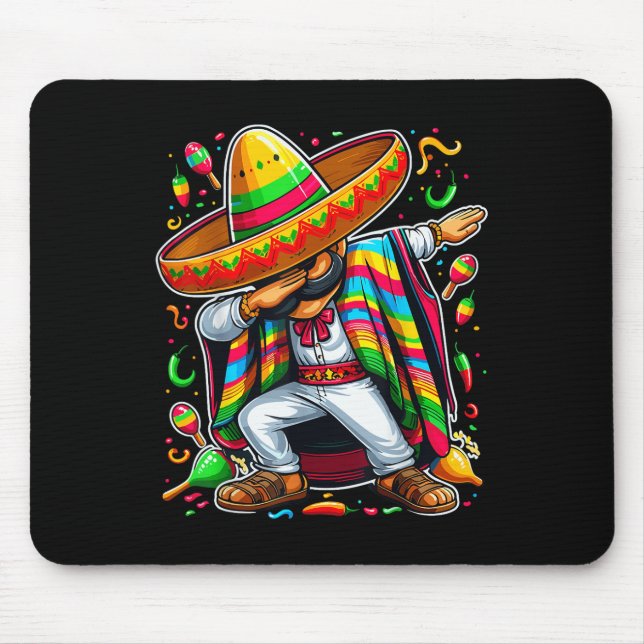 Dabbing Mexican Poncho Cinco De Mayo  Mouse Pad (Front)