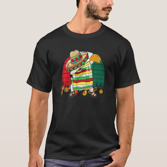 Dabbing Mexican Poncho Cinco De Mayo T-Shirt (Front)