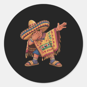 Dabbing Mexican Poncho Dab Dance Cinco De Mayo Gif Classic Round Sticker