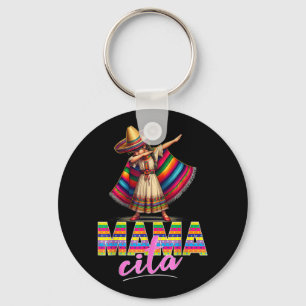 Dabbing Mexican Poncho Sombrero Cinco De Mayo Mama Key Ring