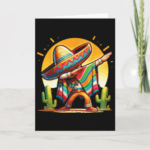 Dabbing Mexican Poncho Sombrero Dab Dance Cinco De Card