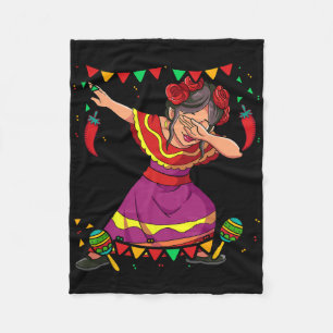 Dabbing Mexican Woman Cinco De Mayo  Fleece Blanket