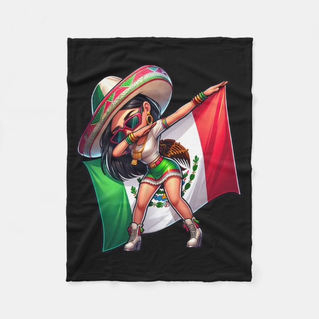 Dabbing Mexican Woman  Fleece Blanket (Front)