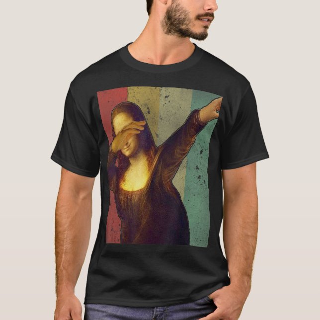 Dabbing Mona Lisa  Retro Art eacher T-Shirt (Front)