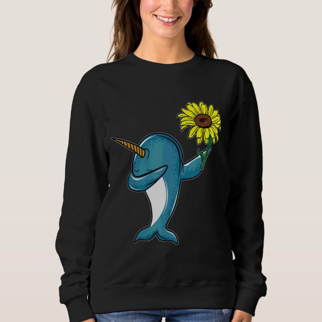 Dabbing Narwhal Unicorn Sunflower Autism Awareness Sweatshirt (Front)
