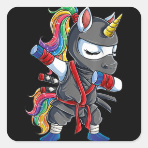 Dabbing Ninja Unicorn Square Sticker