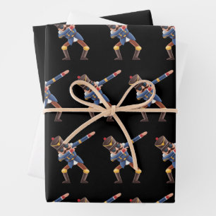 Dabbing Nutcracker Christmas Holiday Wrapping Paper Sheet