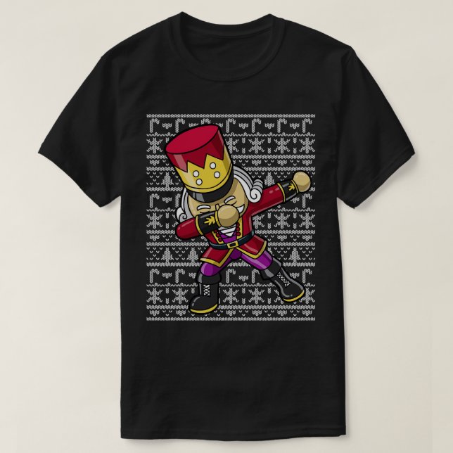Dabbing Nutcracker Ugly Christmas T-Shirt (Design Front)
